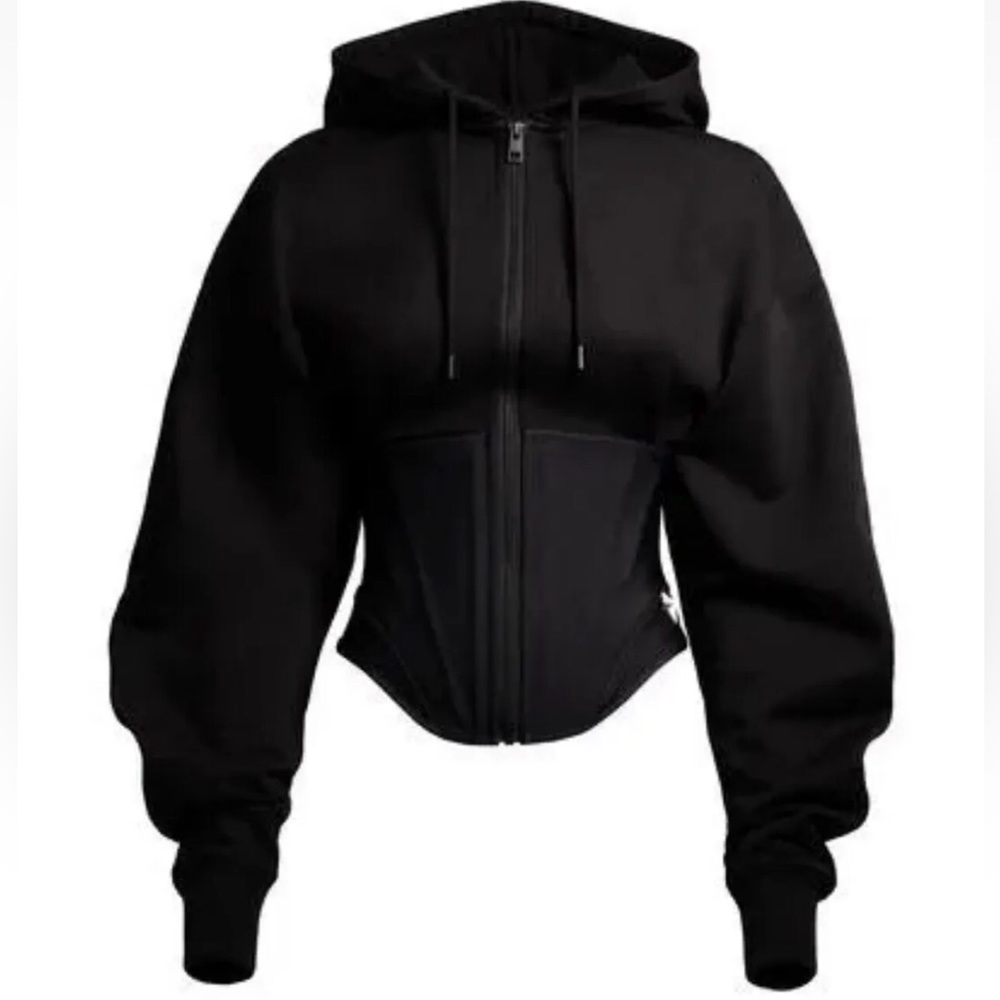 Mugler H&M black corset hoodie